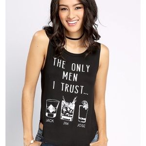 Papaya Black drinking graphic tee tank to